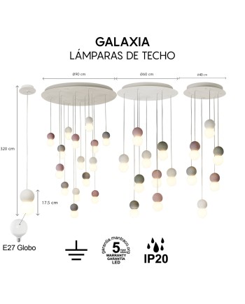 GALAXIA * LÁMPARA CON 9 COLGANTES REDONDOS VARIADO